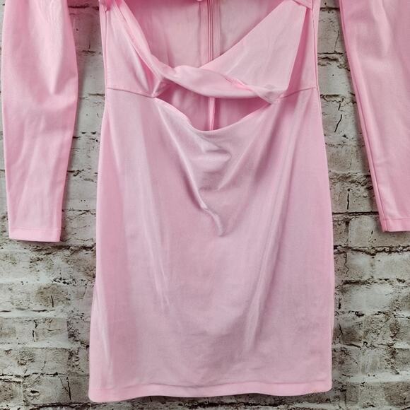 Coperni Cut Out Jersey Dress in Light Pink Small Long Sleeve Barbiecore Mini - Picture 6 of 14